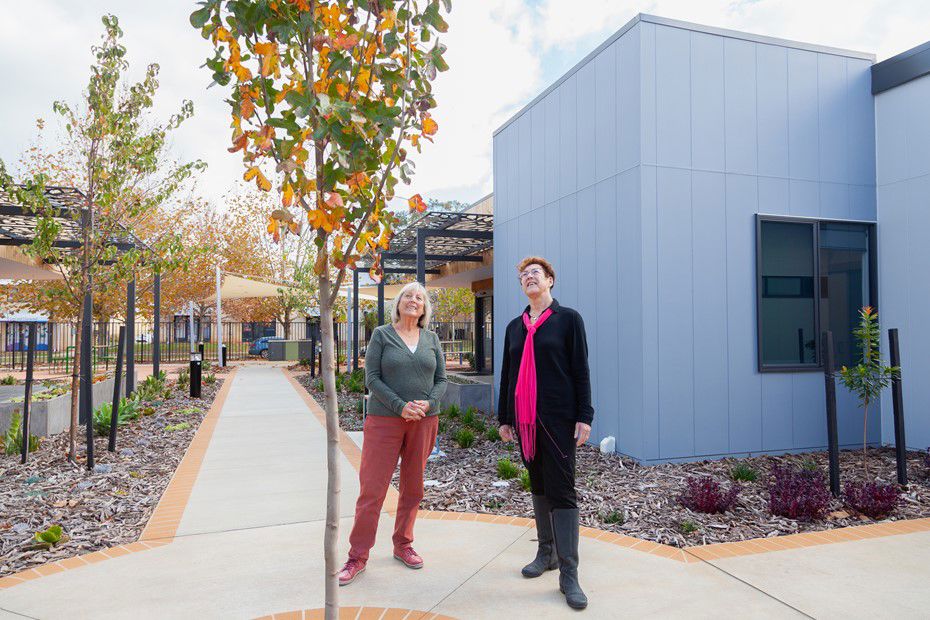 Sensory Garden at Piara Waters - General Manager Disability Janet Wagland views a newly planted tree