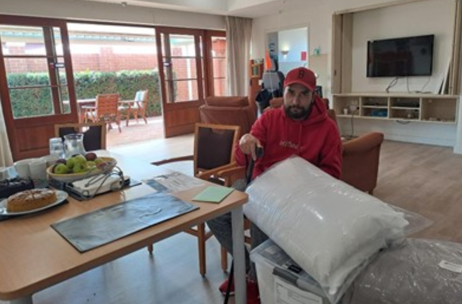 Brightwater Oats St resident Roy Royal receives homecare items