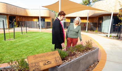 Janet Wagland views sensory gardens at Piara Waters